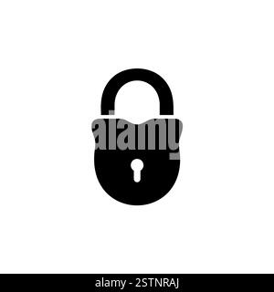 Closed Barn Padlock, Protection Lock Solid Flat Vector Icon Isolated on White Background. Stock Vector