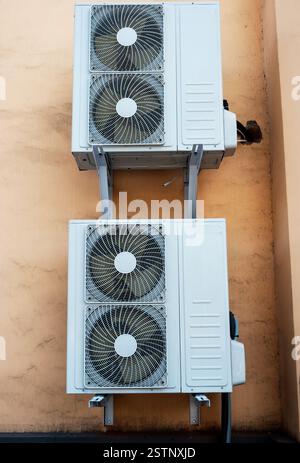 Two industrial air conditioner on the wall Stock Photo