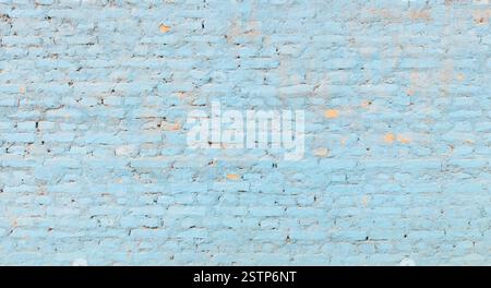 Panoramic blue brick wall Stock Photo
