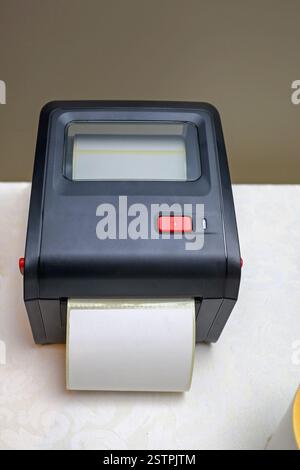 Small Barcode Label Printer Stock Photo