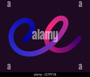 bright, neon squiggle shapes with smooth curves and loops. vivid colors transition through seamless gradients, blending hues like pink, blue, green, a Stock Vector