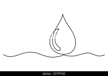 Continuous line drawing of water drop. One line drawing background ...