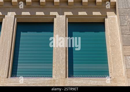 Green Blinds Closed Stock Photo