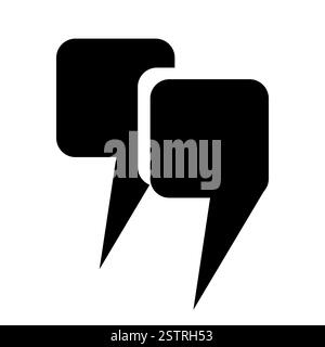 Double square quotes in black on a white background. Quote icons in the title, check marks, and quote icons in the comments. Stock Vector