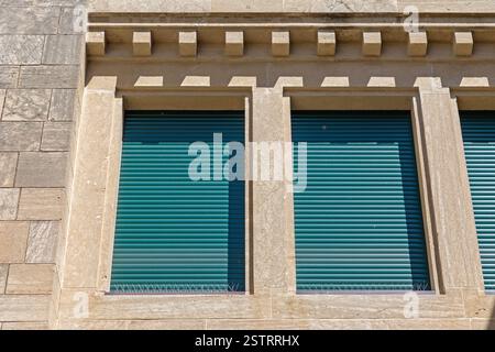 Green Blinds Closed Stock Photo