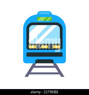 Underground subway train. Subway locomotive, front view. City transport Stock Vector