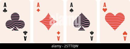 Playing Cards Illustration. clubs, diamonds, spades, and hearts Stock Vector