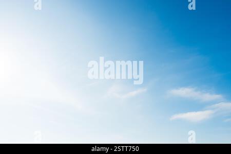 Bright and soft blue sky with small white clouds Stock Photo