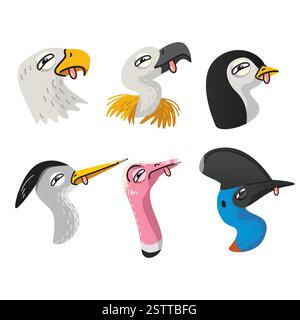 Fun cartoon vector animals with their tongues out bundled together in a playful design. Stock Vector