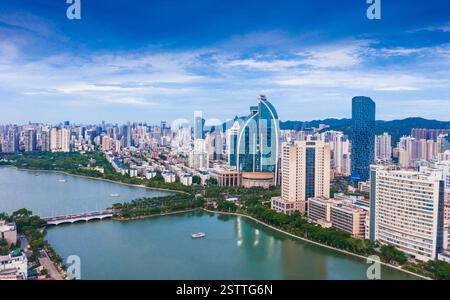 City scenery of Bailuzhou Park, Xiamen, China Stock Photo