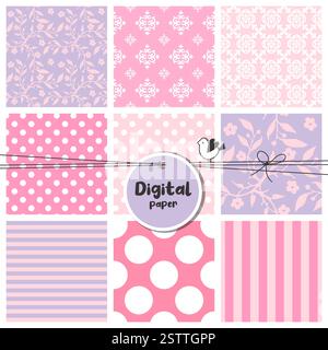 Cute Decorative Seamless patterns. Textures. Stock Vector