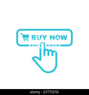 Simple Buy now button. Isolated on white. Blue icon set. Stock Vector