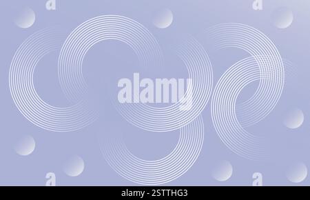 Gray background with abstract white glowing geometric lines. Circle lines pattern. Digital technology background design. An abstract composition. Stock Vector