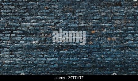 Dark blue brick wall Stock Photo