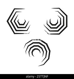 Hexagonal spiral design. Abstract geometric pattern. Black optical illusion. Vector shape. Stock Vector
