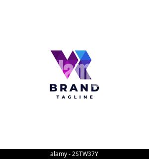 Colorful Letter V and R Mosaic Logo Design. Triangle Mosaic Initial Letter VR Logo Design. Stock Vector