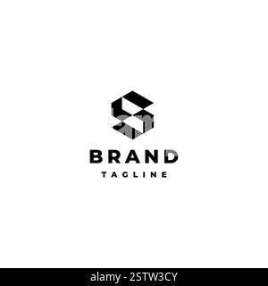 Letter S Hexagon With Two Arrows Up Down Logo Design. Geometric Letter S Up Down Arrow Logo Design. Stock Vector