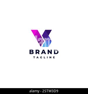 Colorful Initial Letter VS Mosaic Logo Design. Colorful Triangles Forming the Initials VS Logo Design. Stock Vector