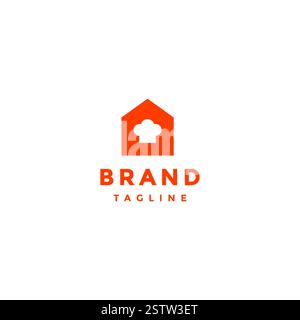 Simple House Chef Icon Logo Design. Chef Hat Inside Home Icon Logo Design. Stock Vector