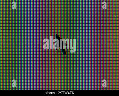 Macro shot of computer mouse pointer with RGB pixels visible Stock Photo