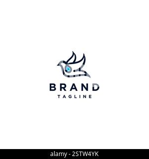 Pigeons Carrying Water Drops Logo Design. Dove Silhouette Outline With Water Symbol Logo Design. Stock Vector