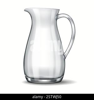 A minimalistic 3D-rendered glass pitcher featuring a refined spout and handle. The crystal-clear transparency and smooth surface highlight its modern Stock Vector