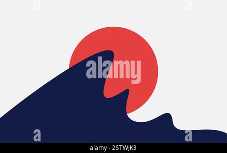 Minimalist Mountain Sun Background Stock Vector