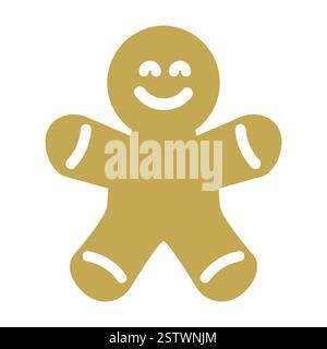 Beige gingerbread man flat icon. Cookie vector flat design, Stock Vector