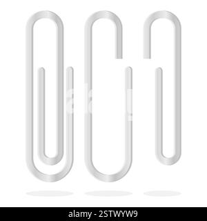 White Paper Clip Vector. School Supplies Paperclip Element. Steel Paperclip Icon. Stock Vector
