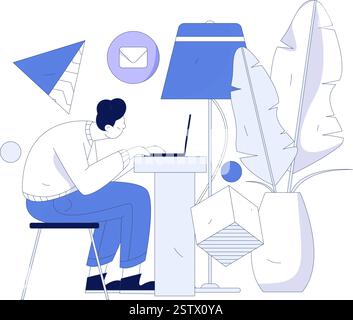 Home indoor character scene flat vector concept operation hand drawn illustration Stock Vector