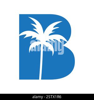 Initial Letter B Palm Logo Design Vector Template Stock Vector