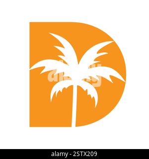 Initial Letter D Palm Logo Design Vector Template Stock Vector