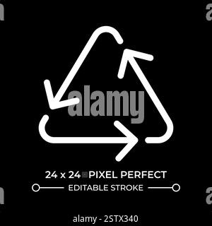 Triangular recycling sign line ui icon isolated on black Stock Vector