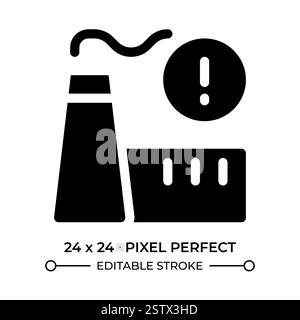 Factory danger warning glyph ui icon Stock Vector