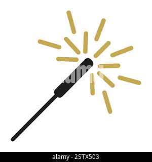 Christmas sparkler flat icon on white background. Simple vector illustration. Stock Vector