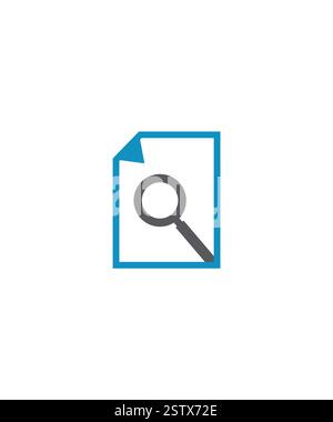 Magnifying glass logo design template with document, Review search logo design template, document logo design vector Stock Vector