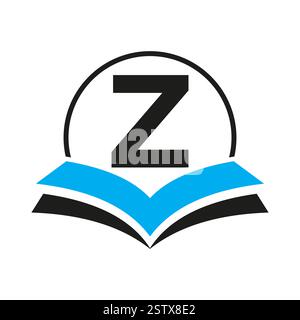 Education Logo On Letter Z With Book Symbol For Academy and Graduation Logo Template Design Stock Vector