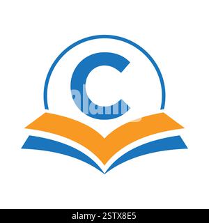 Education Logo On Letter C With Book Symbol For Academy and Graduation Logo Template Design Stock Vector