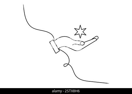 Continuous one line drawing of star outline vector illustration Stock Vector