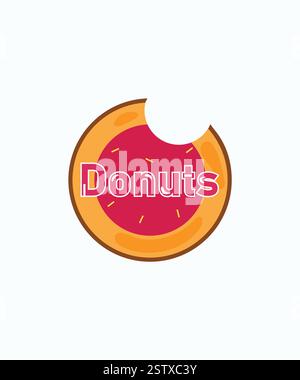 Strawberry Donut Logo, Donut Logo Template Design, Bakery Logo, Sweet Shop Logo Stock Vector