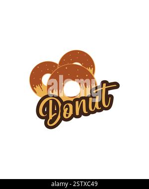 Chocolate Donut Logo, Donut Logo Template Design, Bakery Logo, Sweet Shop Logo, Vector Illustration Stock Vector