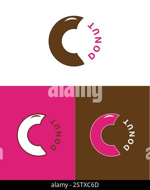 Chocolate Donut Logo, Donut Logo Template Design, Bakery Logo, Sweet Shop Logo, Vector Illustration Stock Vector