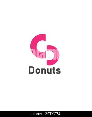 Strawberry Donut Logo, Donut Logo Template Design, Bakery Logo, Sweet Shop Logo, Vector Illustration Stock Vector