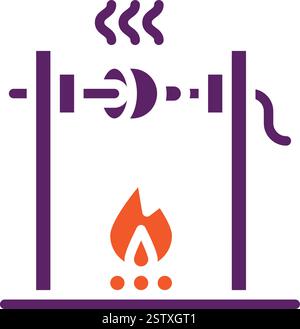 Medieval fire roasting Vector Icon Design Illustration Stock Vector