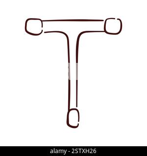 Simple Socket Wrench symbol in line art style. Hand drawn design for repair work isolated on a white background. Stock Vector