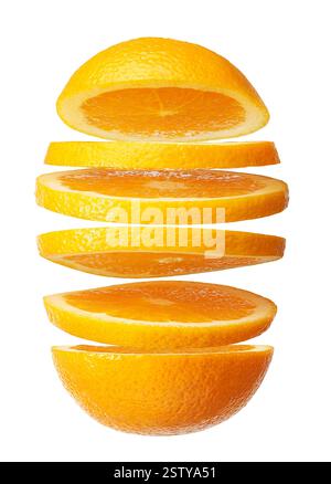 Layers of an orange sliced isolated on white background Stock Photo