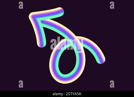 vibrant neon vector design featuring arrows in various shapes and directions. arrows have glowing gradient effect, combining light hues of yellow, ora Stock Vector