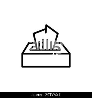 Wet tissue wipes icon, open sanitizer bag, tissue, disinfectant napkin pack, thin line symbol isolated on white background, editable stroke eps 10 vec Stock Vector