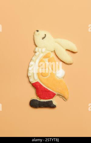 Sweet and buttery handmade Easter sugar cookie, Cute thin homemade biscuits in Easter bunny shape Stock Photo