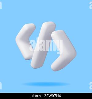 3d code icon isolated on blue. Stock Vector